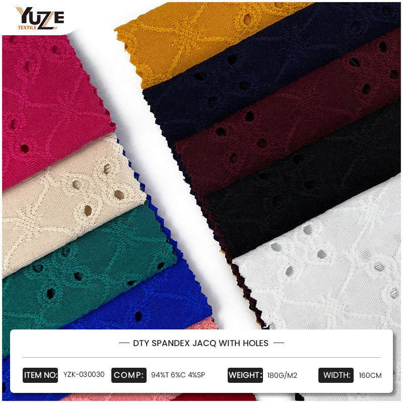 Fabrik Jacquard YZK-0300 DTY Spandex Jacquard Inovatif YZK-0300, mewujudkan generasi baru bahan tekstil dengan keselesaan dan fesyen yang sangat baik