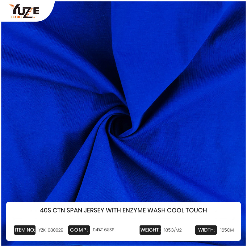 YZK-080029 40S CTN JERSEY JERSEY DENGAN ENZYME WASH COOL TOUCH