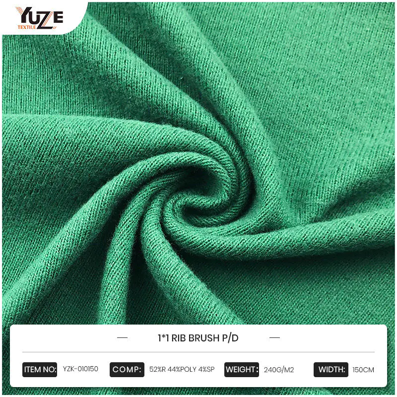 Polyester dan tekstil hijau yang dikitar semula: YZK-010150 1*1 Rusa berus P/D Fabrik membawa trend perlindungan alam sekitar